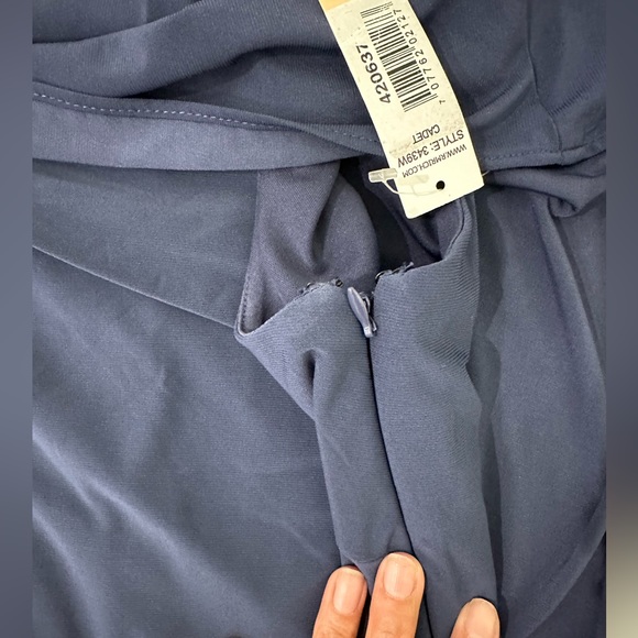 R&M Richards Plus Size Rhinestone-Trim One-Shoulder Dress Size 14W Navy Blue - Picture 13 of 13